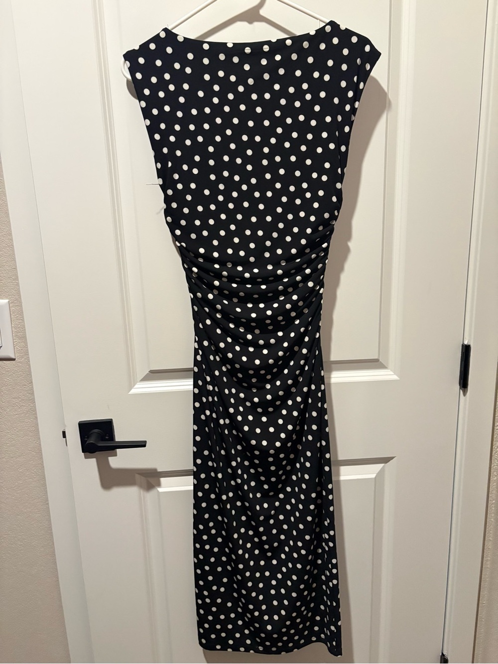 H&M Black Midi Dress with White Polka Dots